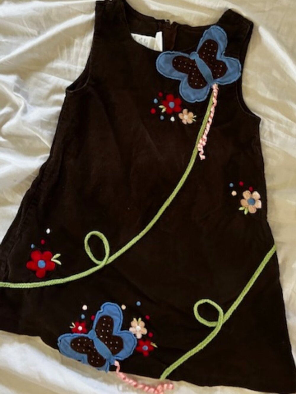 🍋‍🟩 vintage look  size 4 girls girl dress four corduroy floral four
